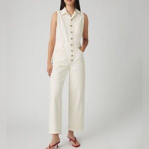 Levi's White Cotton Sleeveless Button-Front Jumpsuit